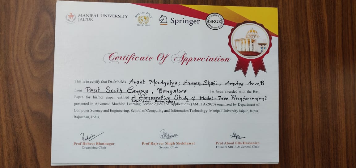 Best Paper Certificate